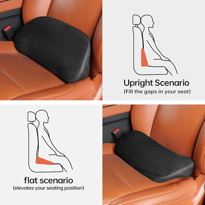 1P Car Lumbar Support with Ergonomic Structure, Suitable for Office Chairs, Gaming Chairs and Car Seats, Memory Foam Material with Breathable Mesh Fabric, Long-Lasting Lumbar Support