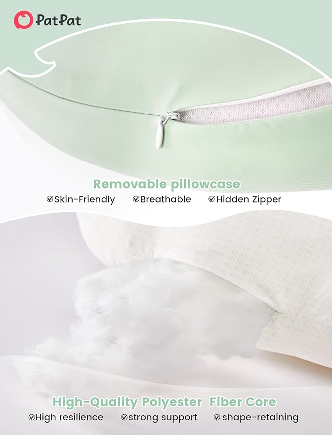 PATPAT Pregnancy Pillow for Sleeping, Maternity Pillow with Removable Cooling Cover, Support for Back, Belly and Hips, Portable Travel Wedge Pillow for Pregnant Women with Adjustable Small Pillow