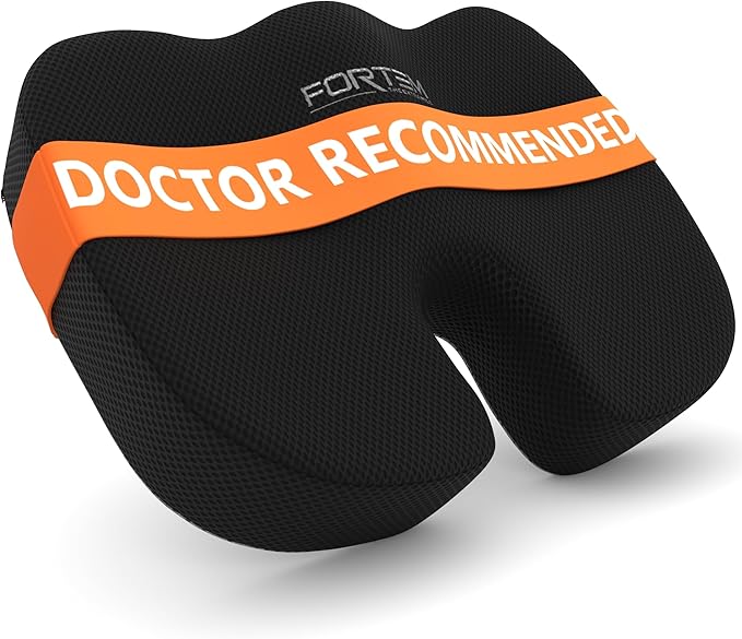 FORTEM Seat Cushion, Office Chair Cushion, Memory Foam Car Seat Cushions, Sciatica Coccyx Tailbone Pain Relief, Chair Cushions for Back Support, Sitting Pad for Gaming, Washable Cover, Non Slip