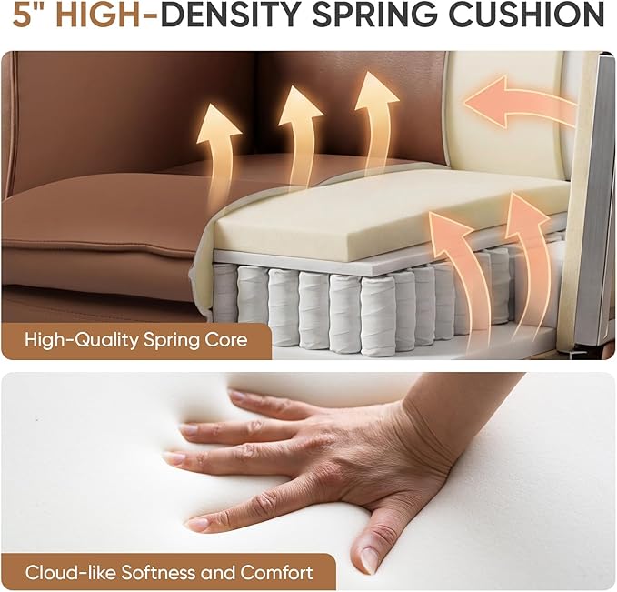 Big and Tall Office Chair with Flip Armrests, Cross Legged Office Chair with Storage Pockets, Comfortable Reclining Computer Chair with Foot Rest, Wide Home Office Desk Chair, Leather Brown