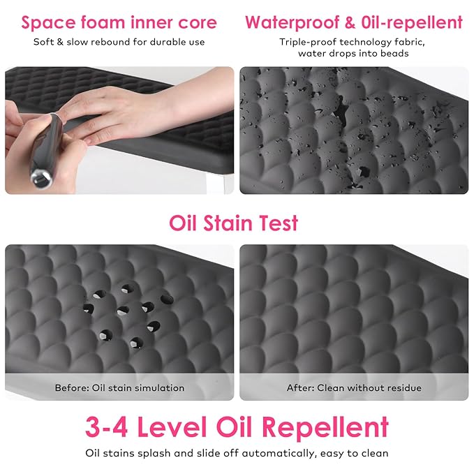 Arm Rest for Nails Tech, BORNBYME Update PU Leather Fish Pattern Hand Nail Foot Stand Rest for Manicure & Pedicure,Black