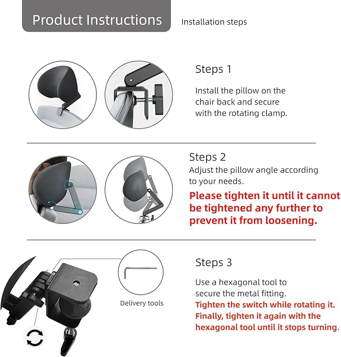 Memory Foam Headrest Attachment for Office Chair, Attachable Chair Head Rest, Desk Chair Neck Support, Elastic Sponge Head Pillow Adjustable Height and Angle (Black)