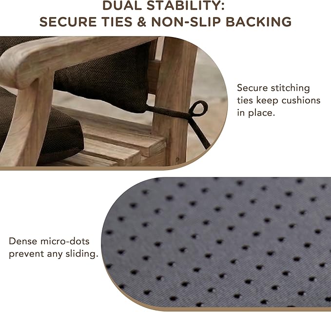 Codi Rocking Chair Cushions Indoor, Water Resistant Glider Rocker Replacement Cushion Set for Patio Porch Garden - Fits Most Standard Rockers, Brown 1PK
