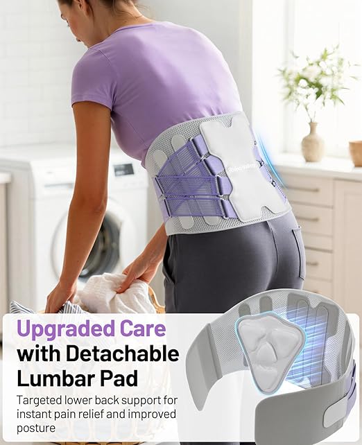 Back Brace for Women, Support Brace for Lower Back Pain Relief, Adjustable Lumbar Support Belt with Lumbar Pad, Ergonomic Breathable Immediate Relief Brace for Herniated Disc Sciatica Scoliosis,L