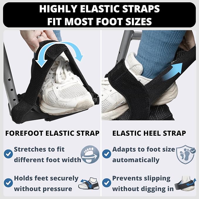 Wheelchair Footrest Strap, Adjustable Wheel Chair Shoe Holder to Secure Feet, Soft Wheelchair Foot Pedal Covers, Non-Slip Wheel Chair Foot Plate Pads, Comfort Cushion Accessories for Seniors