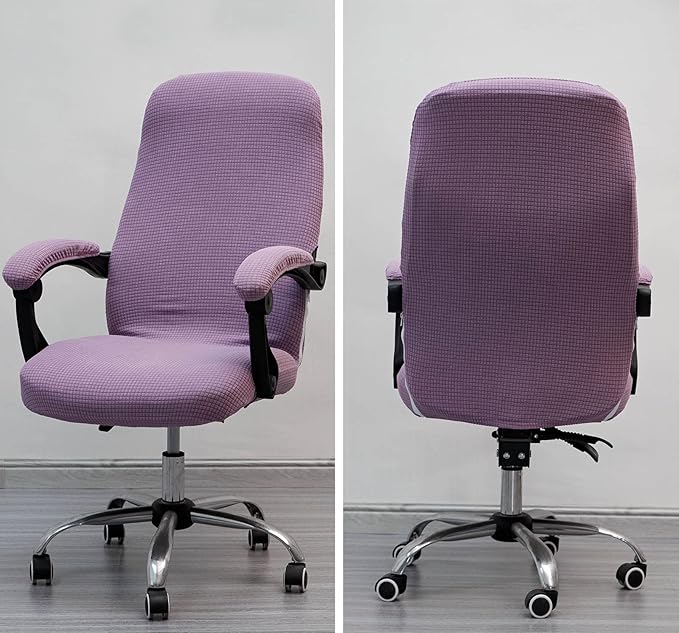 Melaluxe Office Chair Cover with Armrest Covers， Universal Stretch Desk Chair Cover, Computer Chair Slipcovers (Size: L) - Purple