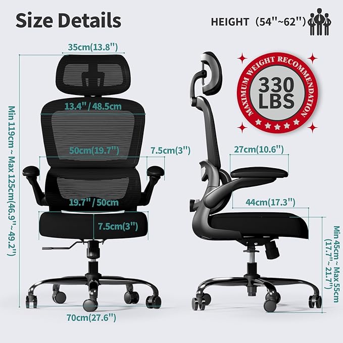 TRALT Office Chair Ergonomic Desk Chair, 330 LBS Home Mesh Office Desk Chairs with Wheels, Comfortable Gaming Chairs Black, Pack of 4