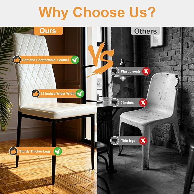 Lightdot Dining Chairs Set of 2, Moden Kitchen Table Chairs with Mental Legs and Upholstered Faux Leather for Dining Room/Kitchen/Living Room/Restaurant