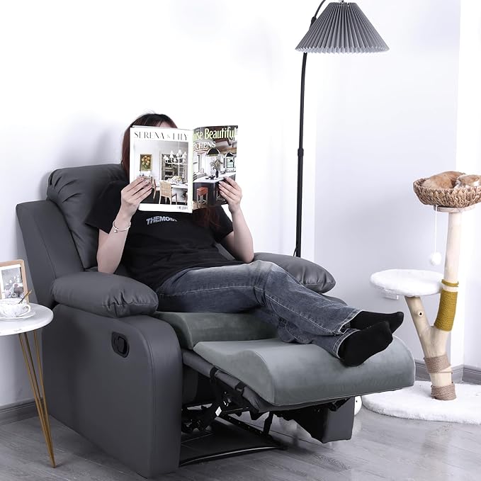 HOMBYS Foam Recliner Cushion with Leg Pillow for Elderly Large Square Seat Cushion Wave Shape Footrest for Armchairs Couch, Medium Thick & Supportive, Non-Slip Design, Light Grey