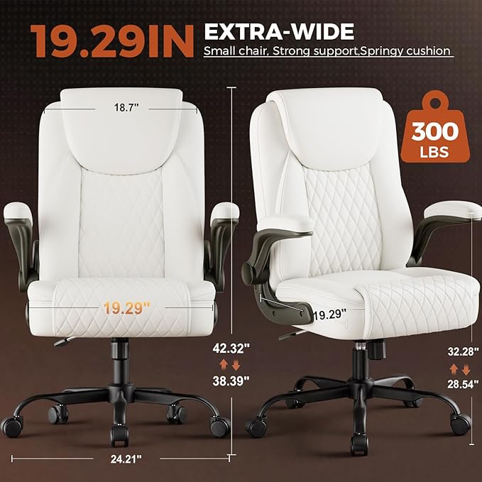 COMHOMA Leather Office Chair Ergonomic Computer Gaming Chair with Comfy Back Support, Executive Mid-Back,Small Gmaing Chair with Adjustable Armrests, for Short People Use, Rolling Swivel for Adults