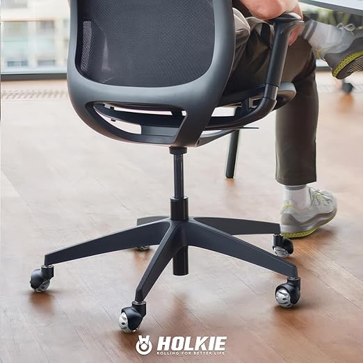 HOLKIE Office Chair Wheels Replacement 11x22mm Universal Fit 2 Inch Rubber Heavy Duty Casters for Carpet Hardwood Floors Gaming Desk Chair Roller Wheels Set of 5 Grey Smooth & Silent