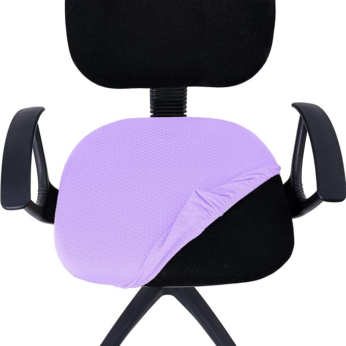Smiry Stretch Jacquard Office Computer Chair Seat Covers, Removable Washable Anti-dust Desk Chair Seat Cushion Protectors - Lavender
