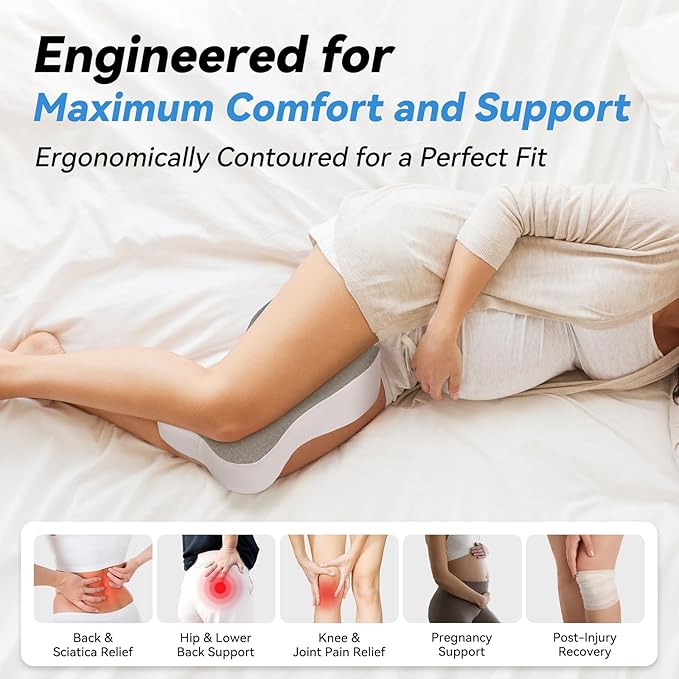 UJPFEO Knee Pillow for Side Sleepers,Leg Pillows for Sciatica,Knees,Hips,Joints Between Legs,Back Pain Relief When Side Sleeping Spine Alignment Support for Knee Surgery Recovery