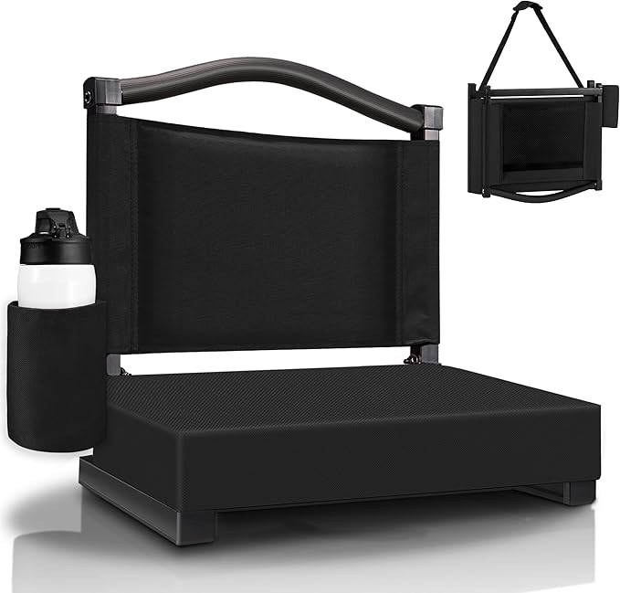 HABUTWAY Stadium Seats with Back Support and Thick Cushion Bleacher Seats with Backs and Cushion Wide, Stadium Chairs Include Shoulder Strap and Pocket, Perfect for Sports Events