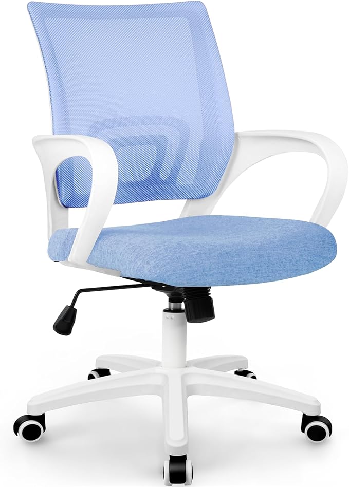 ETONEX Office Chair with Ergonomic Mid Back Cushion Lumbar Support Adjustable Swivel Rolling Computer Gaming Desk Chair Comfy Mesh Seat Wheels Home Executive Use (Sky Blue)