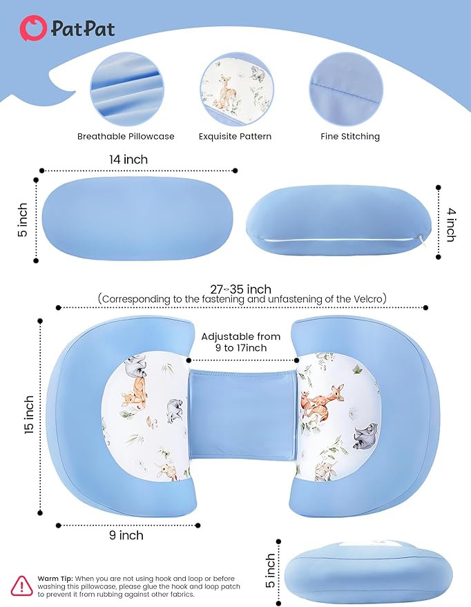 PATPAT Pregnancy Pillow for Sleeping, Maternity Pillow with Removable Cooling Cover, Support for Back, Belly and Hips, Portable Travel Wedge Pillow for Pregnant Women with Adjustable Small Pillow