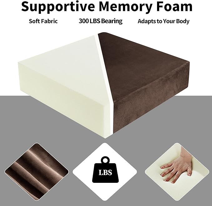 BALAPET Memory Foam Supportive Lumbar Support Pillow for Recliner, 5.7" Thickness Recliner Cushions Chairs Seat Cushion Mat for Elderly Rest and Back Support（20x20x5.7, Brown）