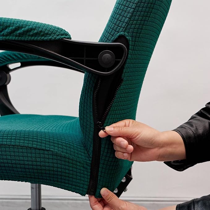 Melaluxe Office Chair Cover with Armrest Covers， Universal Stretch Desk Chair Cover, Computer Chair Slipcovers (Size: L) - Teal Blue