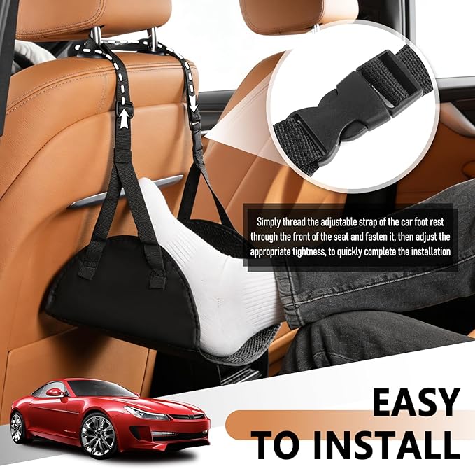 Car Foot Hammock with Adjustable Height,No Collapse Car Travel Foot Rest for Relaxing Your Feet,Travel Essential Portable Cars Seat Foots Rest for Kids Fit Cars,SUVs,Trucks