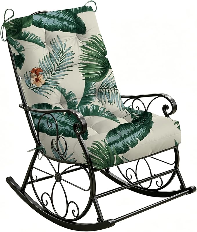 Outdoor Chair Cushions, All Weather Patio Chair Cushion with Adjustable Ties High Back Cushions for Adirondack & Tall Patio Chairs 45x21 Inch Hawaii