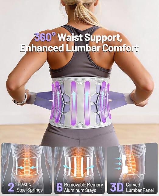 Back Brace for Women, Support Brace for Lower Back Pain Relief, Adjustable Lumbar Support Belt with Lumbar Pad, Ergonomic Breathable Immediate Relief Brace for Herniated Disc Sciatica Scoliosis,L