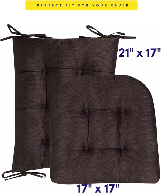 Rocking Chair Cushion Premium Pads Non Skid Slip Backed Set of Upper and Lower with Ties