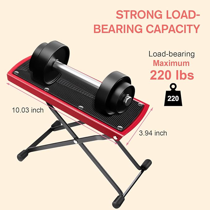 Subay Pedicure Foot Rest, 6-Height Adjustable Non-Slip Foot Stand for Easy Home Pedicures, Red