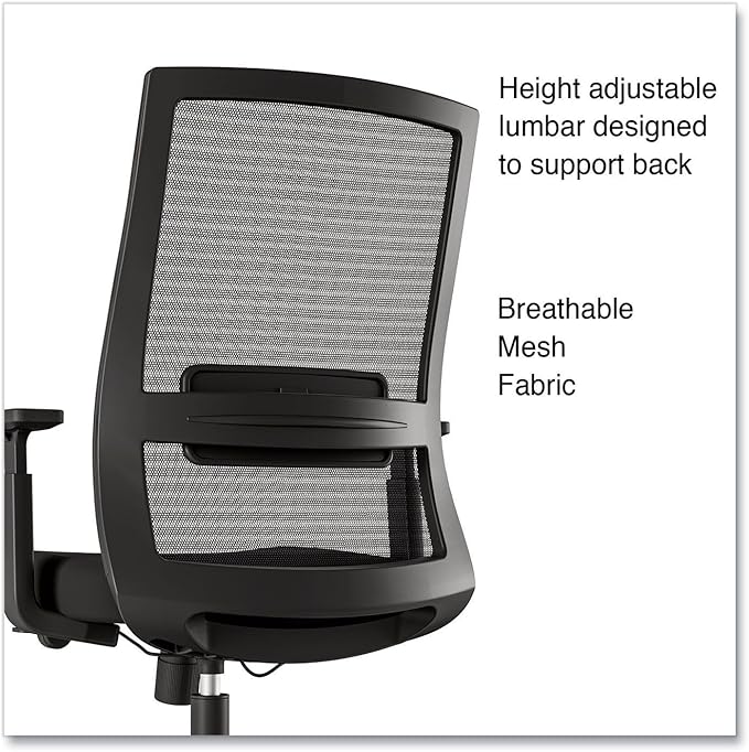 Alera Ashdale Ergonomic Swivel Office Chair, Mesh Back Task Chair, Adjustable Seat and Arm Height, Supports Up to 275 lb, Black