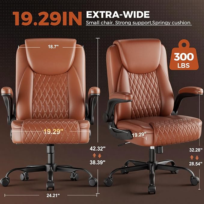 COMHOMA Leather Office Chair Ergonomic Computer Gaming Chair with Comfy Back Support, Executive Mid-Back,Small Gmaing Chair with Adjustable Armrests, for Short People Use, Rolling Swivel for Adults