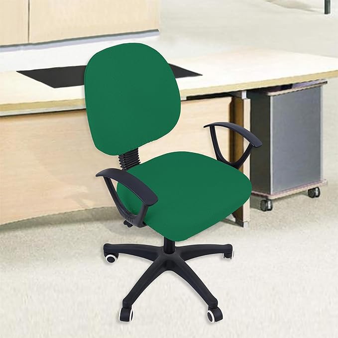 Smiry Stretch Jacquard Office Computer Chair Covers, Removable Washable Universal Desk Rotating Chair Slipcovers Protector, Seat + Backrest Cover, Chritsmas Green