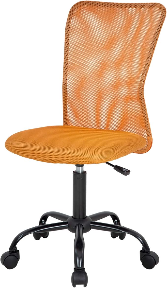 FDW Home Office Chair Mid Back Mesh Desk Chair Armless Computer Ergonomic Task Rolling Swivel Chair Back Support Adjustable Modern with Lumbar Support,Orange