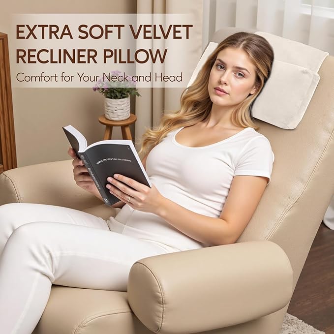 Neck Pillow for Recliner Chair, 14" Adjustable Recliner Pillow for Headrest, Soft Velvet Weighted Back Non-Slip Head Pillow for Recliner, Couch, Chair, Sofa