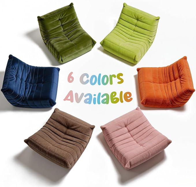 Trenda Bean Bag Chairs for Adults - Comfy High-Density Foam Fireside Chair, Adult Size, Soft Corduroy Cover Beanbag Couch, Versatile for Living Room, Bedroom, Dorm, Reading & Gaming (Orange)