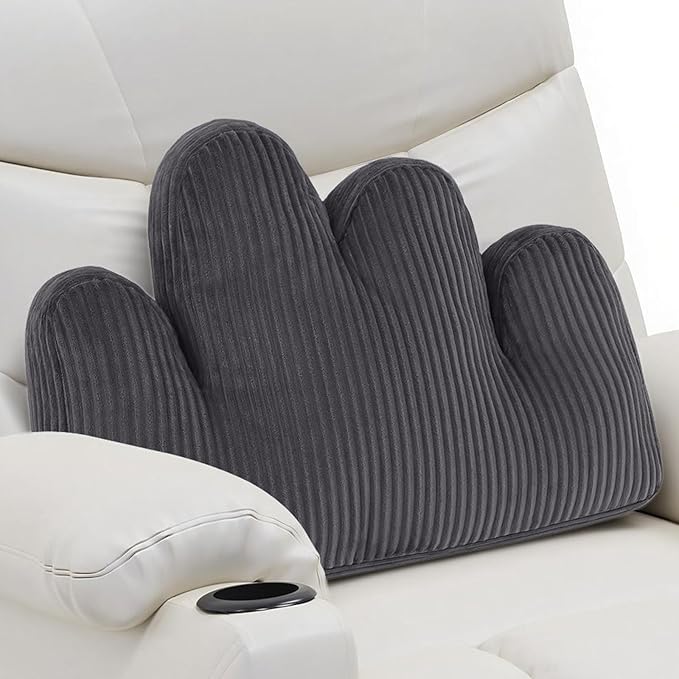 Lumbar Support Pillow for Recliner, Back Support Pillow for Office Chair, Ergonomic Corduroy Cloud pillow with Shredded Foam , Lower Back Pain Relief for Gaming Chair, Couch, Dark Grey