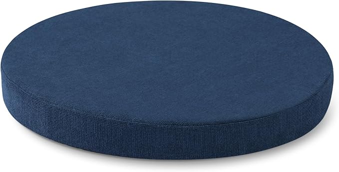 Tromlycs 14 Inch Round Bar Stool Cushion Non-Slip Foam Seat Pad Removable Cover for Circle Chairs (14x14 Inches, Navy Blue)