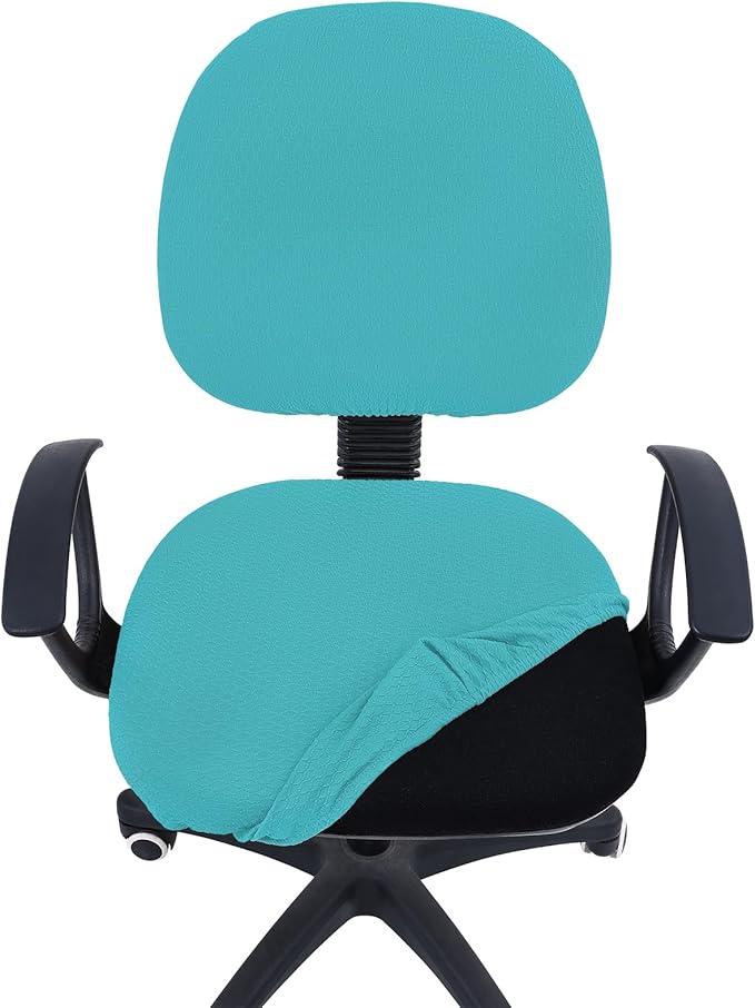 Smiry Stretch Jacquard Office Computer Chair Covers, Removable Washable Universal Desk Rotating Chair Slipcovers Protector, Seat + Backrest Cover, Aqua