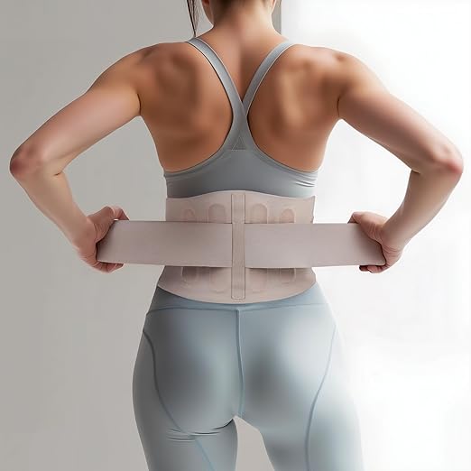 Slim Fit Lower Back Brace – Ultra-Thin Ergonomic H-Shaped Resin Support, Seamless Design for Strong & Comfortable Lumbar Support, Lightweight & Discreet Back Brace (Beige, X-Large)