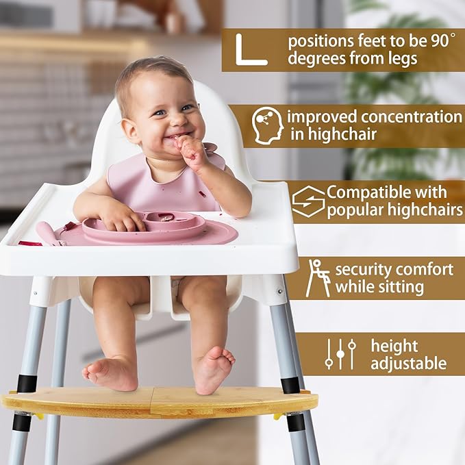 Baby Bamboo High Chair Accessories Compatible with Antilop IKEA Footrest, Adjustable Foot Rest