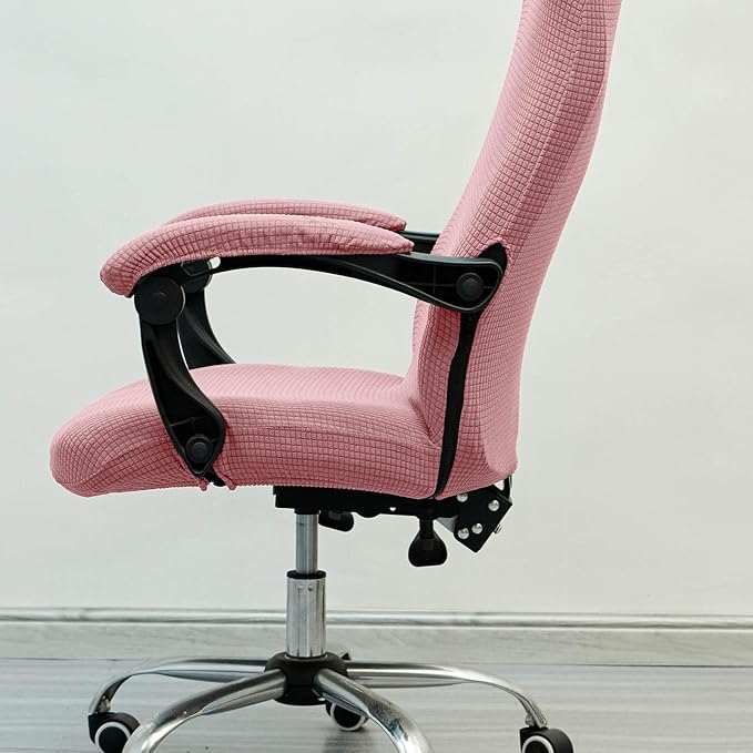 Melaluxe Office Chair Cover with Armrest Covers， Universal Stretch Desk Chair Cover, Computer Chair Slipcovers (Size: L) - Pink