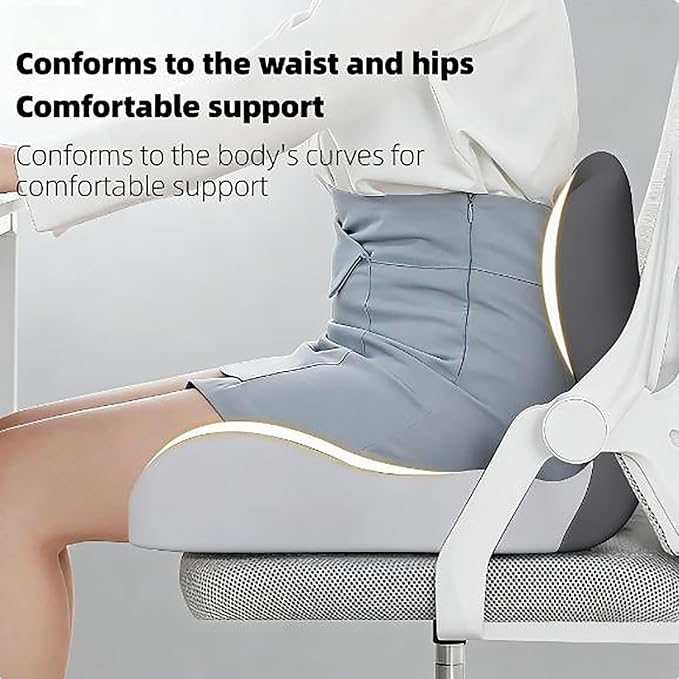 Orthopedic Cushion for Car Chair Wheelchair Sitting Sciatica, Memory Foam Seat Cushion with Lumbar Support Pillow, Instant Relieve Pressure on Back, Hips, Tailbone, Improves Sitting Posture (1, Black)