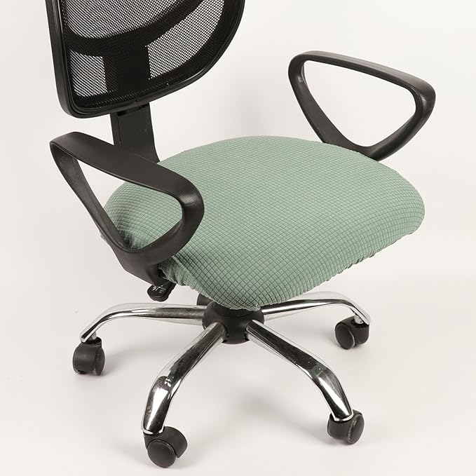 Melaluxe Stretch Jacquard Office Chair Cover, Removable Washable Desk Chair Cover Rotating Chair Seat Slipcover, Matcha