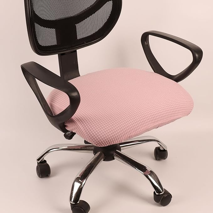 Melaluxe Stretch Jacquard Office Chair Cover, Removable Washable Desk Chair Cover Rotating Chair Seat Slipcover, Pink