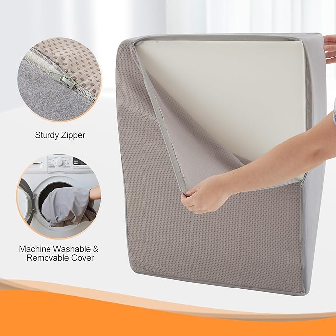 Ruqmuis Leg Elevation Pillow for After Surgery, 6inch Foam Leg Elevating Pillow for Swelling and Blood Circulation, Leg Wedge Pillow for Sleeping, Knee Pillow for Knee Hip Ankle Pain Relief, Velvet
