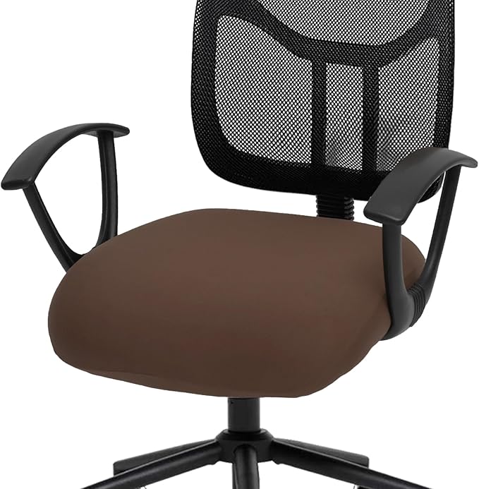 DIVA EN CAMINO DEC Stretchable Desk Office Chair Seat Cushion Covers - Universal Spandex Computer Chair Slipcover - Removable Washable Cushion Protectors for Dogs, Cats, Pets (Mocha)