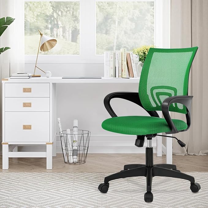 Dopinmin Ergonomic Office Chair Desk Chair Mesh Computer Chair Task Rolling Swivel Chair Upgraded Executive Swivel Computer Chair with Lumbar Support Modern Executive Adjustable Chair,Green, Greeen