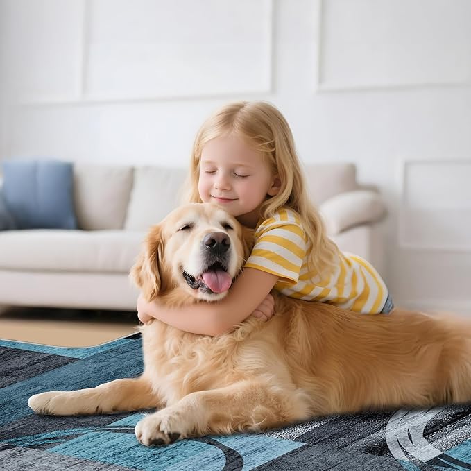 Office Chair Mat for Hardwood Floor & Tile Floor,48"X 60" Heavy Duty Desk Chair Mat for Hard Floors, Under Desk Rug for Rolling Computer Chair,Anti Slip,Low Pile Carpet Protector-Convex Geo Blue Gray