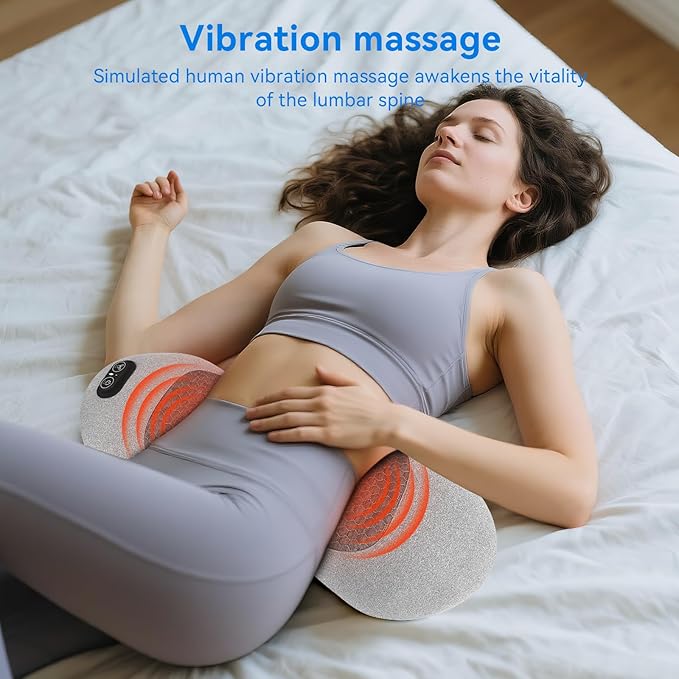 3 in 1 Lower Back Massager - Electric Lumbar with Heat, Vibration,Traction,Lumbar Support Pillow for Lower Back Pain Relief,Deep Tissue Relaxation, Grey FSA Eligible/HSA Eligible