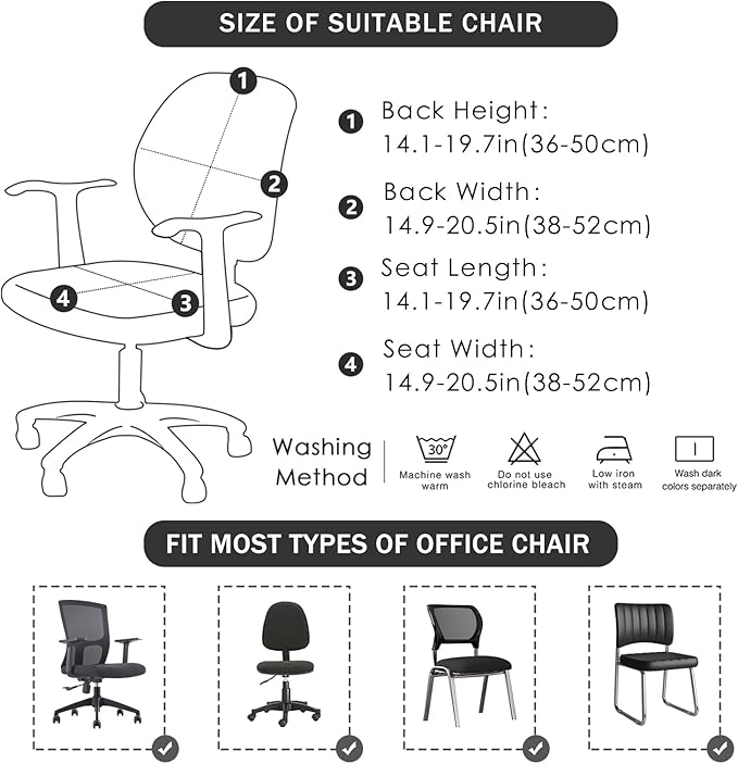 FORCHEER Stretch Split Office Chair Covers Two Pieces Floral Separated Desk Chair Slipcover Washable -Summer Floral