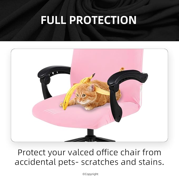 Elastic Computer Chair Cover with Durable Zipper - Protective Removable Washable Universal Office Desk Chair Seat Slip Cover - Stretchy Soft Anti-dust Desk Chair Seat Protector for Dogs, Cats, Pets