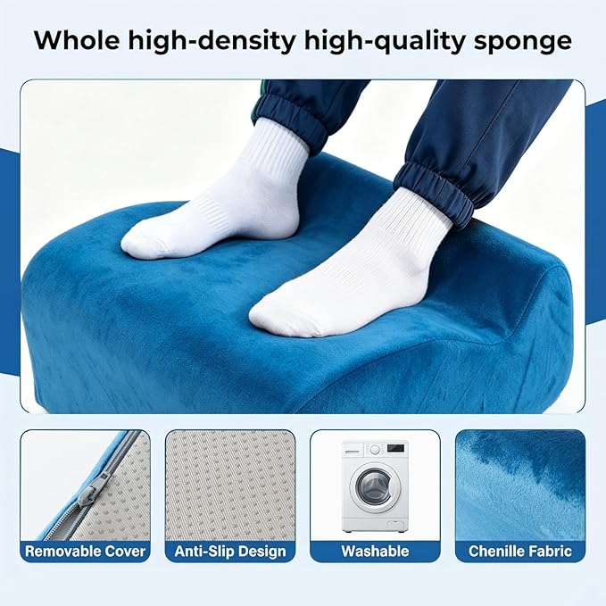 Foot Rest for Under Desk at Work. Multifunctional 3-Tier Foot Stool Office Desk Accessories, Soft Ergonomic Footrest,Support Foot Pillow,Heel Chair,Leg Elevation Pillow (Blue, One Size)